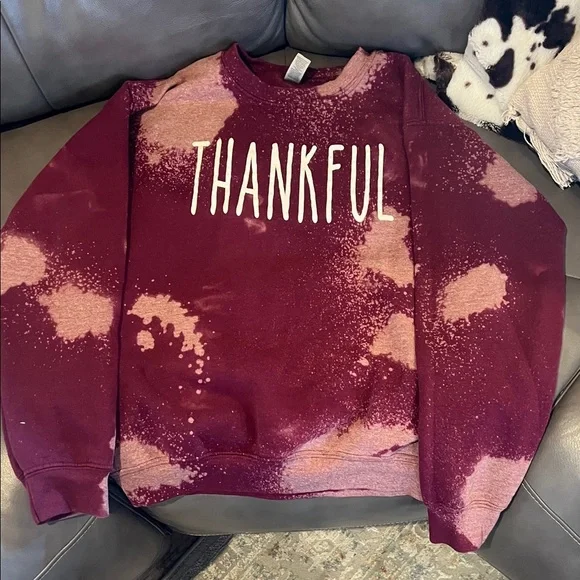 Thankful Maroon and Pink Women's Sweater - Picture 4 of 4